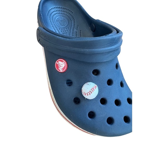 Crocs Kids Clog Navy‎ Blue Red White Stripe J2 Comfort Classic Sandals - Picture 3 of 8